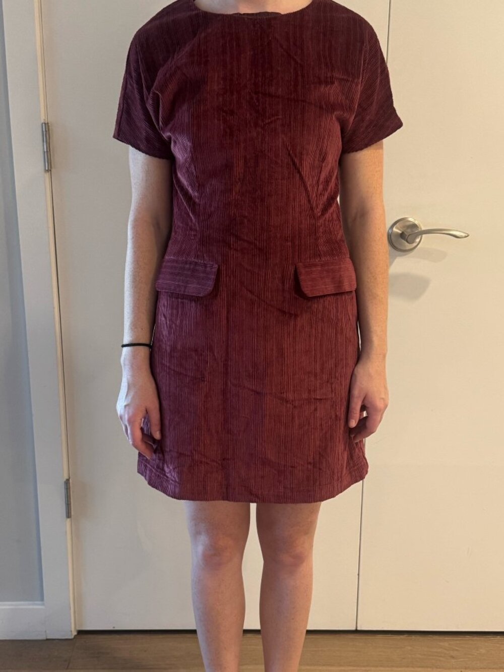 Rouje Auxane Corduroy Mini Dress Burgundy Short Sleeve 38 US 6